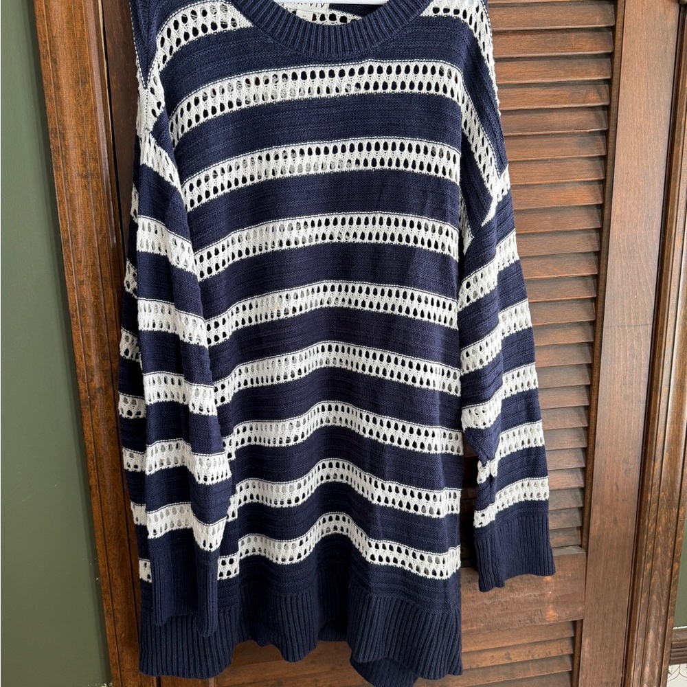 Ava & Viv Navy and Cream Striped Sweater